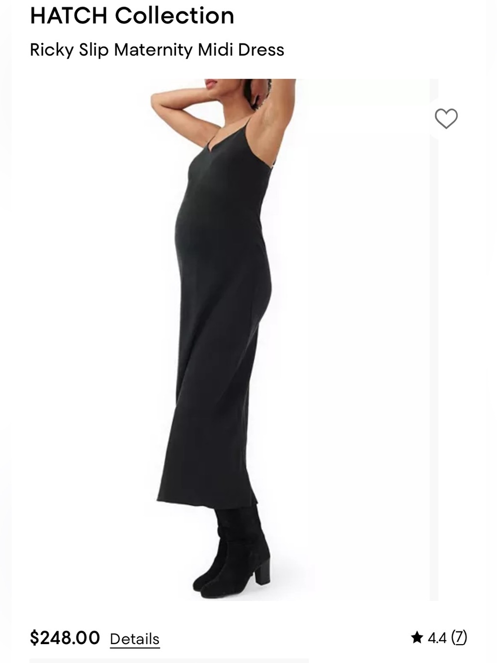 Hatch maternity the Ricky Slip Dress in black size 2 (medium)